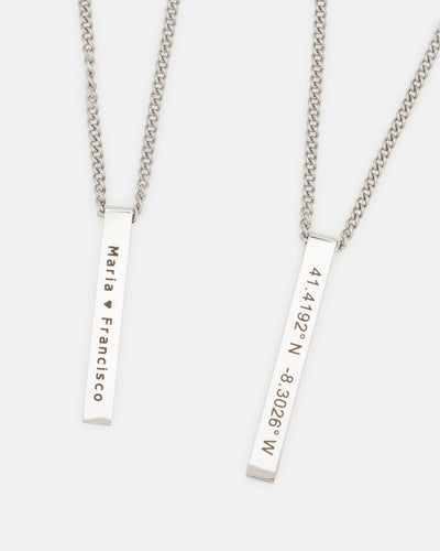 Necklace with pendant - Engraving coordinates/text