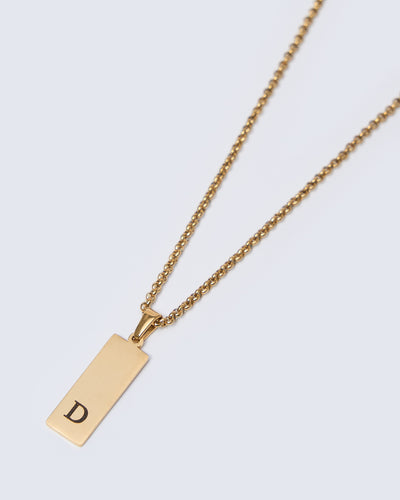 Colar com Pendente Retangular - Gravação Inicial/Coordenadas