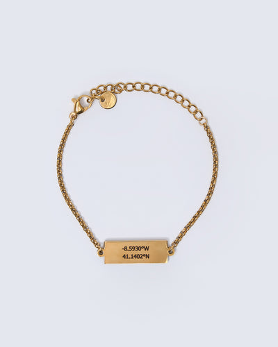 Pulseira com Pendente Retangular - Gravação Nome/Coordenadas