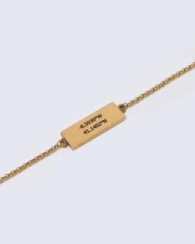 Pulseira com Pendente Retangular - Gravação Nome/Coordenadas