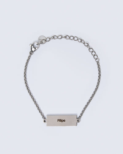 Pulseira com Pendente Retangular - Gravação Nome/Coordenadas