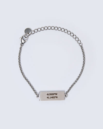 Pulseira com Pendente Retangular - Gravação Nome/Coordenadas