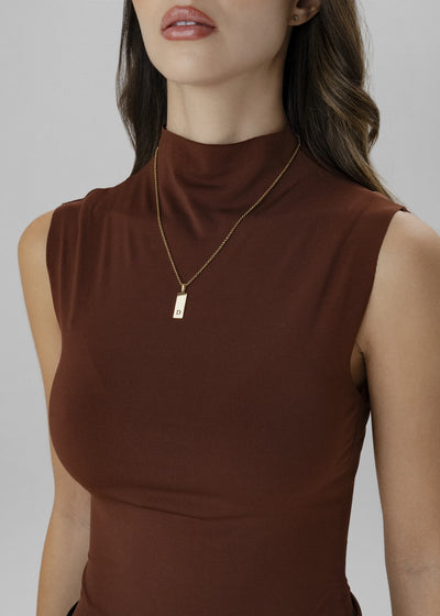 Colar com Pendente Retangular - Gravação Inicial/Coordenadas