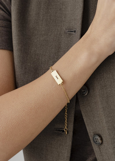 Pulseira com Pendente Retangular - Gravação Nome/Coordenadas